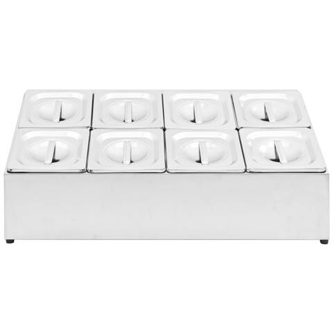 Supporto Gastronorm Con 8 Contenitori Gn 1/6 In Acciaio Inox - Foto 2