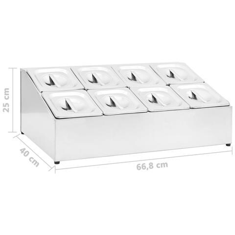 Supporto Gastronorm Con 8 Contenitori Gn 1/6 In Acciaio Inox - Foto 9