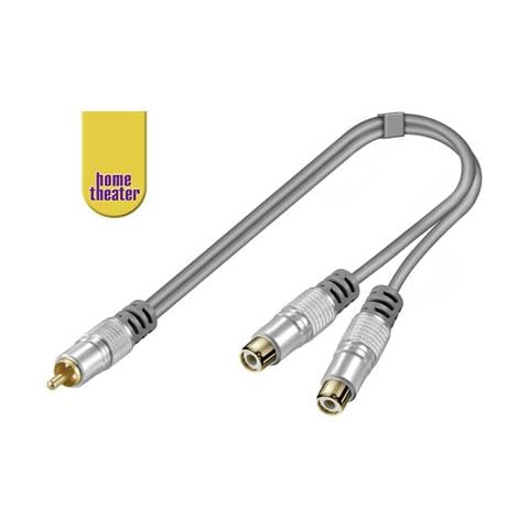 HT 023 RCA plug 2 x RCA jack Grigio cavo di interfaccia e adattatore - Foto 1