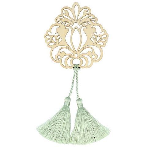 Fiore In Legno E 2 Nappine Verde Chiaro - Foto 1