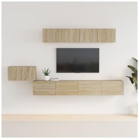 Set Di Mobili Porta Tv 5 Pz Rovere Sonoma In Legno Multistrato - Foto 7