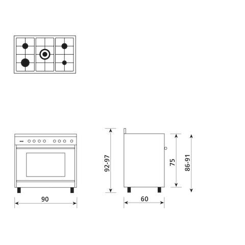 Cucina Elettrica ST965MBK 5 Fuochi a Gas Forno Elettrico Classe A+Dimensioni 90 x 60 cm Colore Acciaio Inox/ Nero Carbone - Foto 4