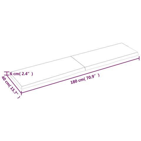 Ripiano Marrone Scuro 180x40x (2-6) cm Massello Rovere Trattato - Foto 9