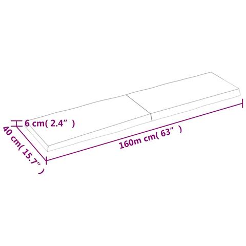 Piano Tavolo Marrone Chiaro 160x40x (2-6) cm Rovere Non Trattato - Foto 9