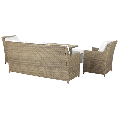 Set Da Giardino 5 Posti In Rattan Marrone Dorato E Bianco Fonti - Foto 2