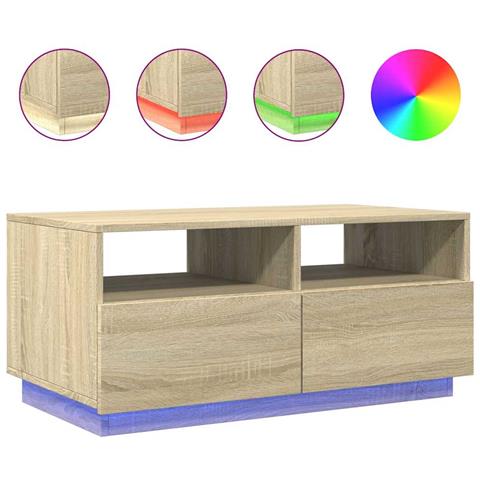 Tavolino Da Salotto Gambe In Metallo Rovere Sonoma 90x49x40 Cm - Foto 1