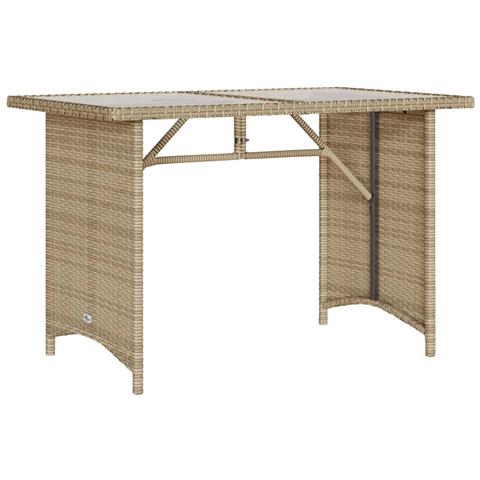 Tavolo Da Giardino Piano In Vetro Beige 110x68x70 Cm Polyrattan - Foto 2