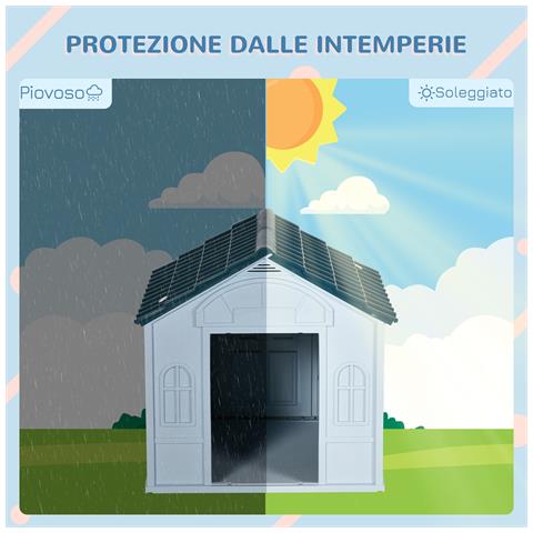 Cuccia Per Cani Di Taglia Media E Piccola Max 20kg In Pp Impermeabile, 65x75.7x63 Cm, Blu - Foto 6