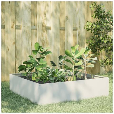 Fioriera Rialzata da Giardino Bianca 100x100x25 cm in Acciaio - Foto 10