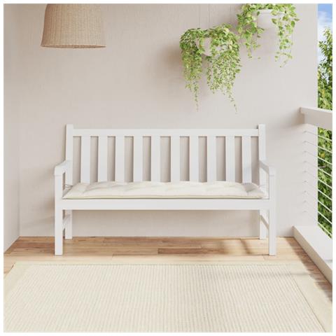 Cuscino Per Panca Da Giardino Crema Mélange 150x50x7 Cm Tessuto - Foto 3