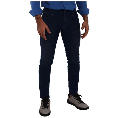 Jeans Per Pantaloni Skinny In Denim Di Cotone Slim Fit Blu - It48 - M - Foto 4