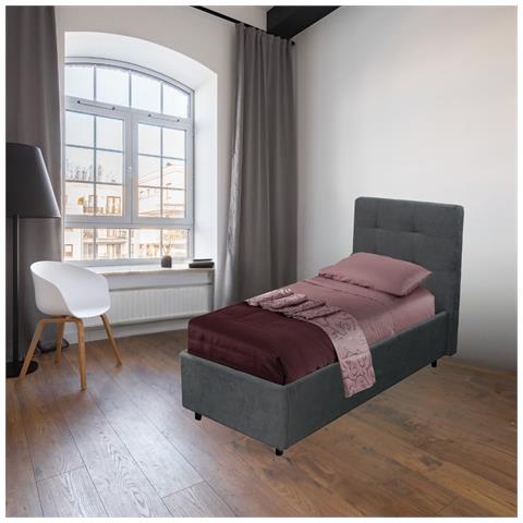 Letto Singolo Ascoli Contenitore In Tessuto Ash Grigio - Foto 1