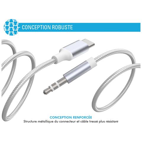 Cavo Audio Da Usb-c A Jack 3,5 Mm A Trama Di Nylon Rinforzata 1,2 M, Bianco - Foto 4