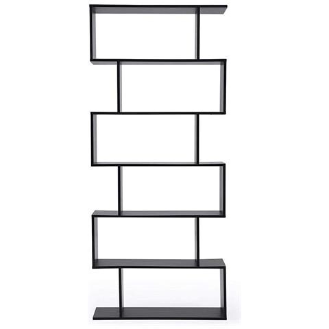 Scaffale A 6 Ripiani, Libreria, Divisorio Per Stanza,in Legno Melaminico,stile Moderno, Per Soggiorno, Camera Da Letto, Ufficio. L80xp25xh192 Cm,nero - Foto 2