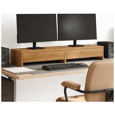 Supporto Monitor Con Cassetti Rovere 100x27x15 Cm In Truciolato - Foto 1