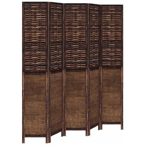 Divisorio Ambienti 5 Pannelli Marrone Scuro Massello Paulownia - Foto 2