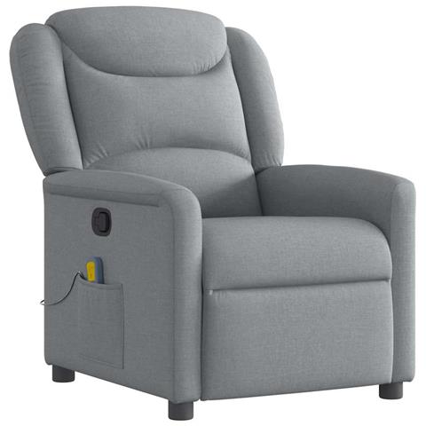 Poltrona Massaggiante Reclinabile Grigio Chiaro In Tessuto - Foto 2