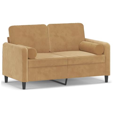 Divano A 2 Posti Con Cuscini Marrone 120 Cm In Velluto - Foto 1