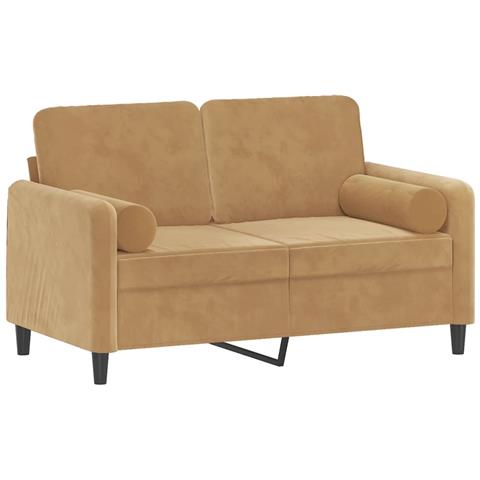 Divano A 2 Posti Con Cuscini Marrone 120 Cm In Velluto - Foto 2