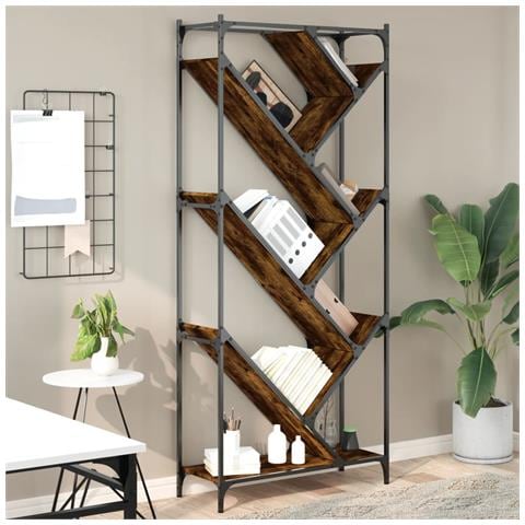 Lusso Casadino - Libreria Rovere Fumo 79x30x180 Cm Legno Multistrato E Metallo - Foto 8