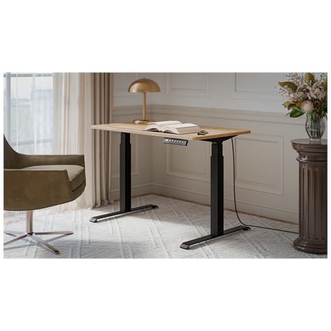 Scrivania con regolazione elettrica dell'altezza MOON 121x67x72-120 nero /tan - Foto 3