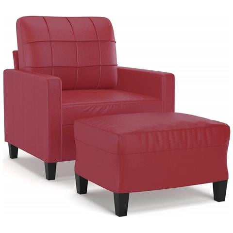 Poltrona con Poggiapiedi Rosso Vino 60 cm in Similpelle - Foto 1