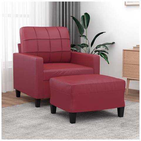 Poltrona con Poggiapiedi Rosso Vino 60 cm in Similpelle - Foto 2