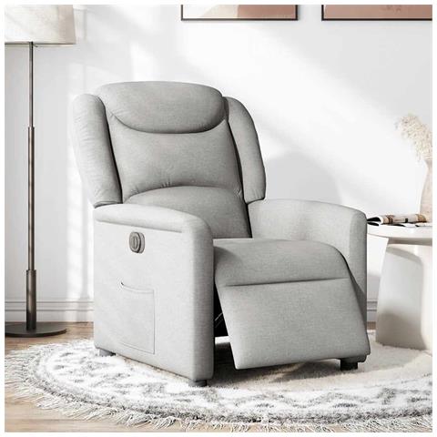 Poltrona Elettrica Reclinabile Grigio Nuvola in Tessuto - Foto 2