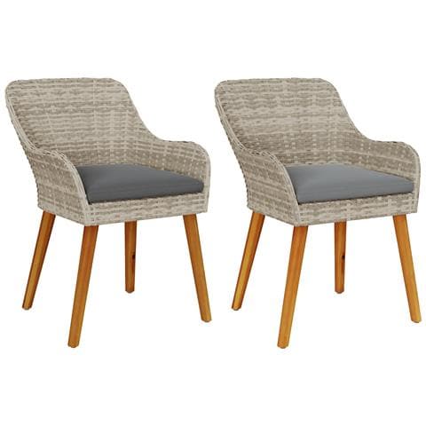 Sedia da giardino con cuscini 2 pcs Grigio chiaro in Polyrattan - Foto 1