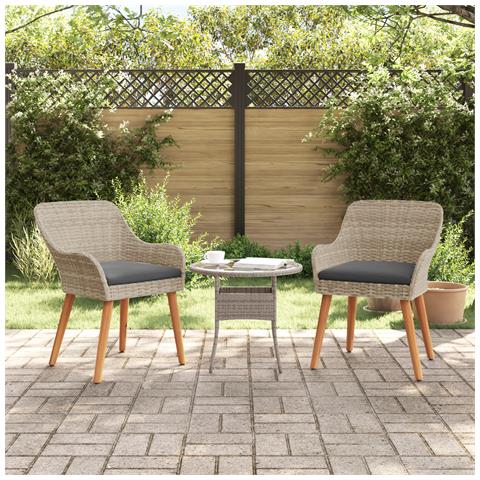 Sedia da giardino con cuscini 2 pcs Grigio chiaro in Polyrattan - Foto 2