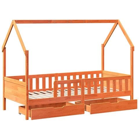 Giroletto Bambini con Cassetti 90x200 cm Legno Massello di Pino - Foto 9