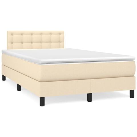 Letto a Molle con Materasso e LED Crema 120x190 cm in Tessuto - Foto 2