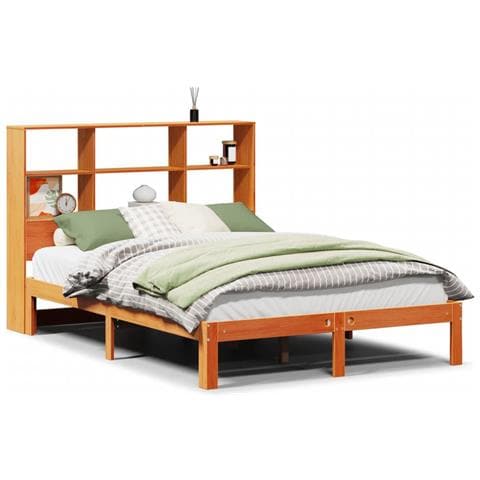 Letto Libreria senza Materasso Marrone Cera 120x190 cm in Pino - Foto 1