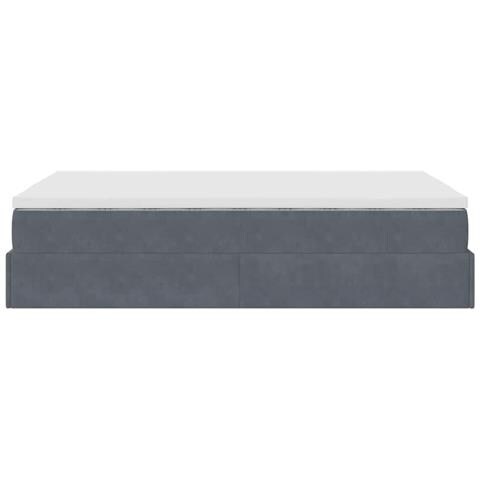 Pouf Letto con Materasso Grigio Scuro 120x190 cm Velluto - Foto 9