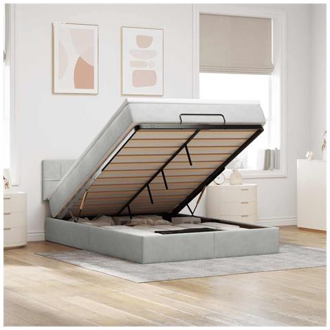 Struttura Letto Pouf con Materasso 140x200 cm in Velluto - Foto 2