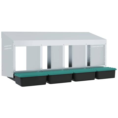 Nido per Galline a 4 Scomparti da Parete in Acciaio Zincato - Foto 1