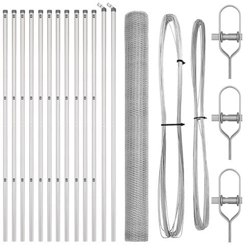 Recinzione esagonale  1,6x25 m in acciaio zincato, Pali di recinzione  13 pz Ø32 mm 210 cm in acciaio zincato - Foto 1