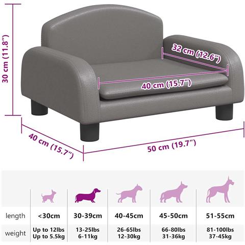 Lettino per Cani Grigio 50x40x30 cm in Similpelle - Foto 7