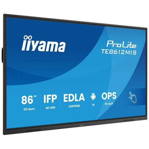 TE8612MIS-B4AG visualizzatore di messaggi Pannello piatto per segnaletica digitale 165,1 cm (65") LCD Wi-Fi 400 cd /m² 4K Ultra HD Nero Touch screen Processore integrato Android 11 24/7 - Foto 2