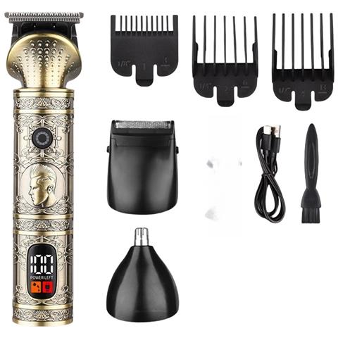Set Tagliacapelli Elettrico Ricaricabile 3 In 1: Tagliacapelli, Rifinitore Per Naso E Scultura Gold - Foto 1