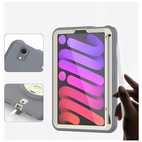 Custodia Per Ipad Mini 6 8.3"" Con Supporto E Alloggiamento Per Stilo Grigio - Foto 4