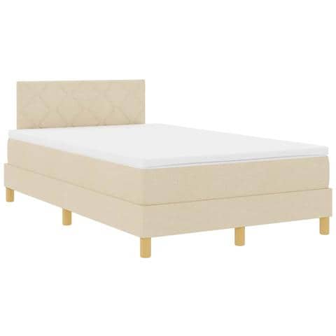Letto a molle con materasso Crema 120 x 200 cm Tessuto - Foto 1