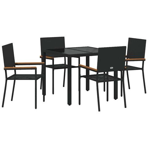 Set da Pranzo per Giardino 5 pcs Nero 90 x 90 x 75 cm - Foto 1