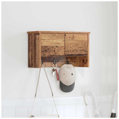 Appendiabiti a muro con porta Legno vecchio 50 x 20 x 30 cm - Foto 2