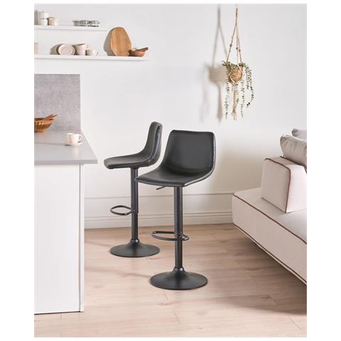 Set Di 2 Sgabelli Da Bar Lebrija Pelle Sintetica Nero - Foto 1