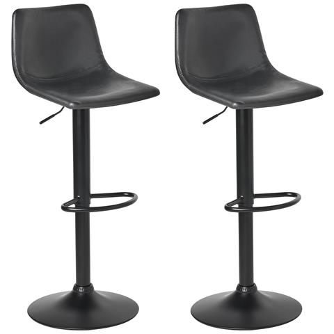 Set Di 2 Sgabelli Da Bar Lebrija Pelle Sintetica Nero - Foto 2