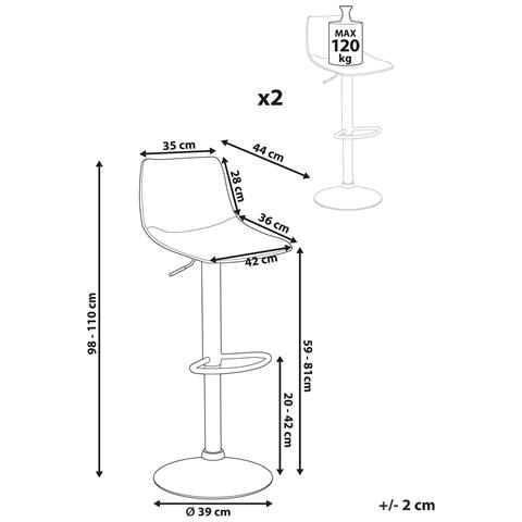 Set Di 2 Sgabelli Da Bar Lebrija Pelle Sintetica Nero - Foto 7
