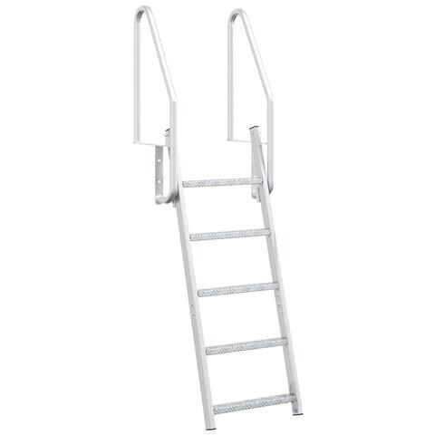 Scala da Molo 5 Gradini Argento 58 x 77 x 191 cm Alluminio - Foto 1