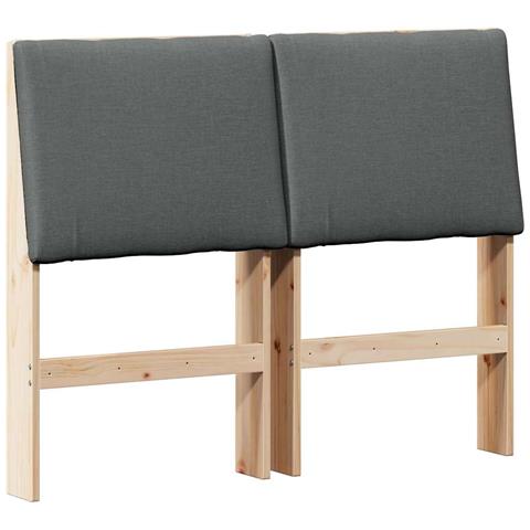 Testiera imbottita Grigio scuro 135 cm Pino massello - Foto 1