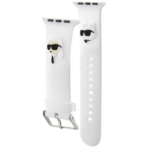 Bracciale Per Apple Watch 38 / 40 / 41mm In Silicone Con Motivo Karl E Choupette, Bianco - Foto 1